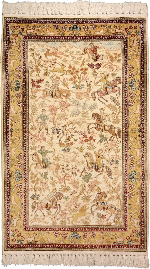 Hereke Orientteppich 81 × 130 cm, Seide, handgeknüpft