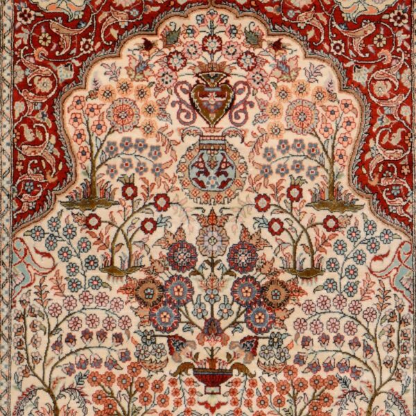 Hereke Orientteppich 91 × 122 cm, Seide, handgeknüpft