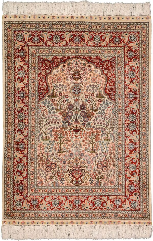 Hereke Orientteppich 91 × 122 cm, Seide, handgeknüpft