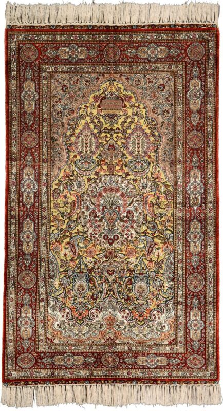 Hereke Orientteppich 91 × 152 cm, Seide, handgeknüpft exklusiv
