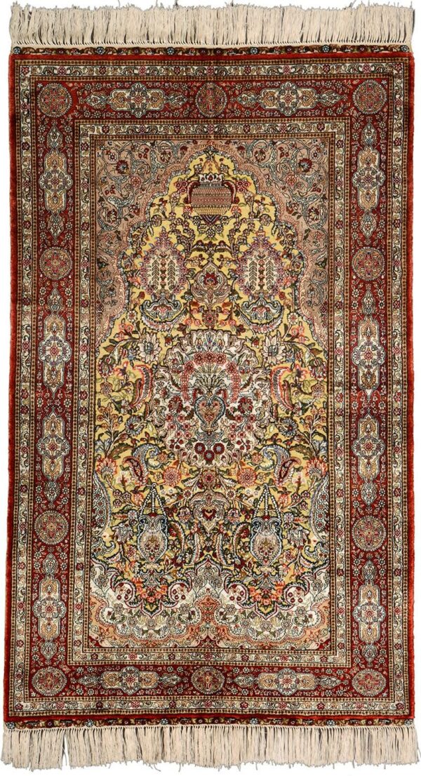 Hereke Orientteppich 91 × 152 cm, Seide, handgeknüpft exklusiv