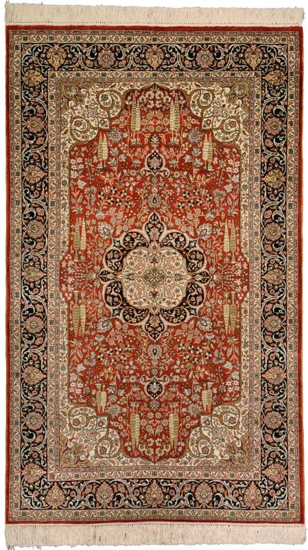 Hereke Orientteppich 91 × 152 cm, Seide, handgeknüpft
