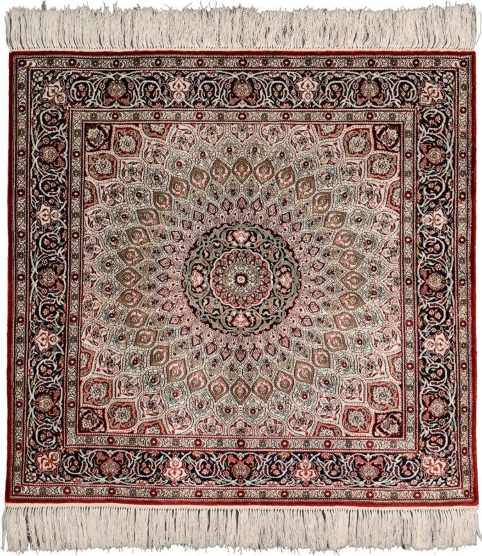 Hereke Orientteppich 91 × 91 cm, Seide, handgeknüpft