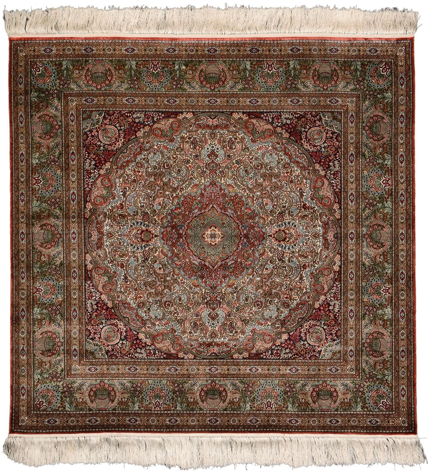 Hereke Orientteppich 93 × 95 cm, Seide, handgeknüpft