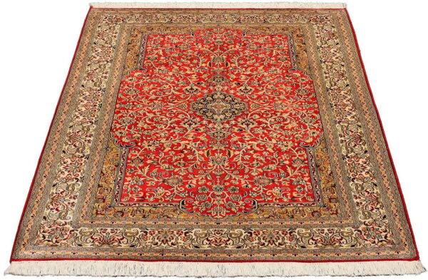 Indien Orientteppich 124 × 183 cm, Seide, handgeknüpft Luxus