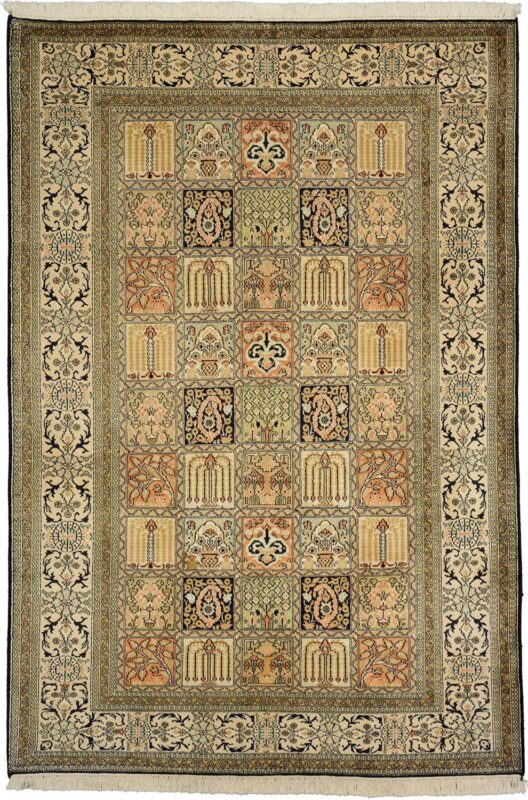 Indien Orientteppich 129 × 190 cm, Seide, handgeknüpft