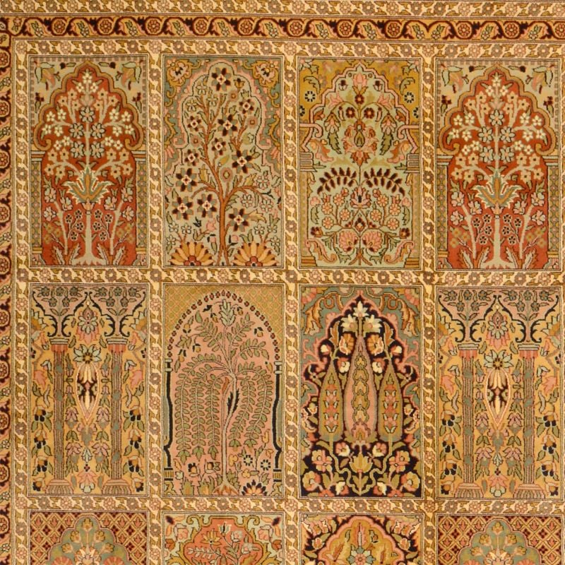 Indien Orientteppich 219 × 318 cm, Seide, handgeknüpft
