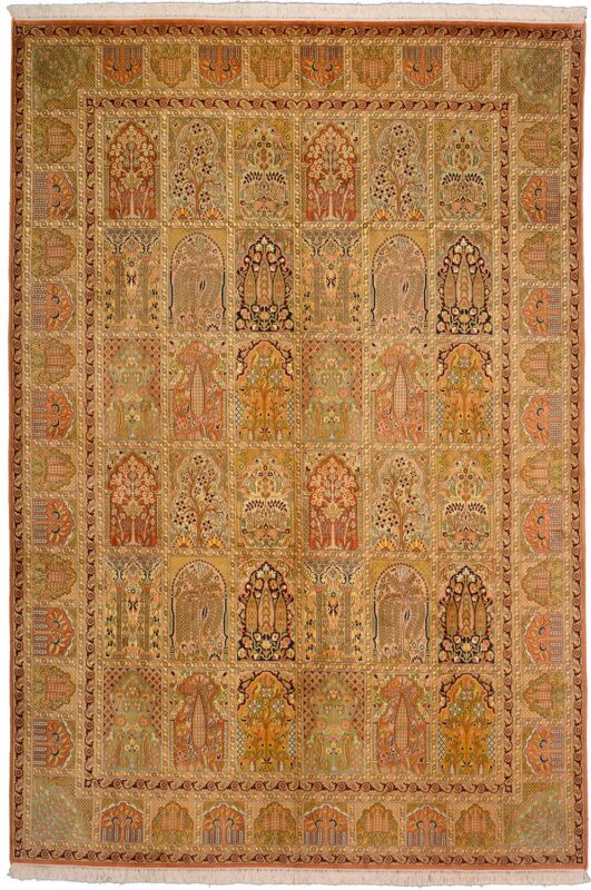Indien Orientteppich 219 × 318 cm, Seide, handgeknüpft