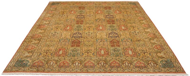 Indien Orientteppich 277 × 377 cm, Seide, handgeknüpft seidig