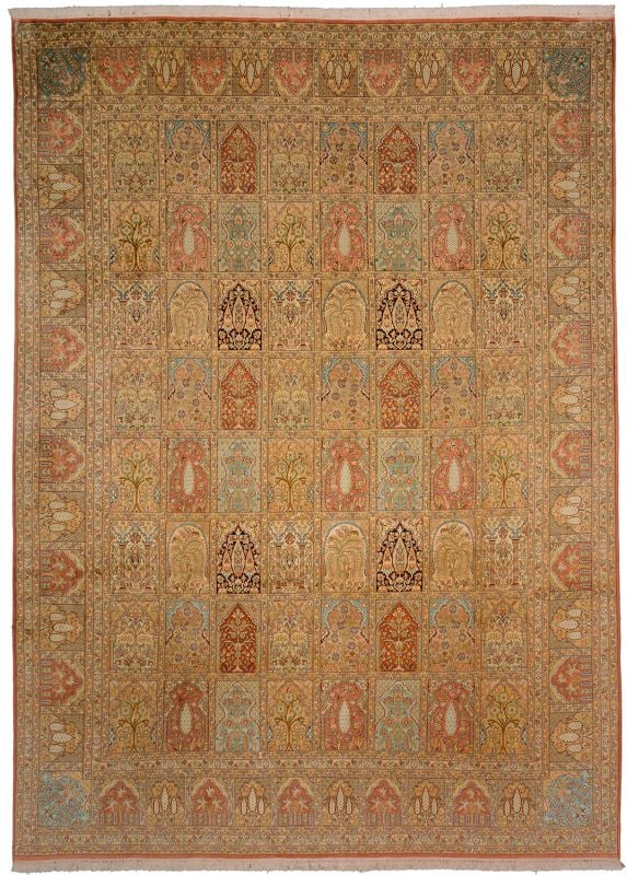 Indien Orientteppich 277 × 377 cm, Seide, handgeknüpft seidig