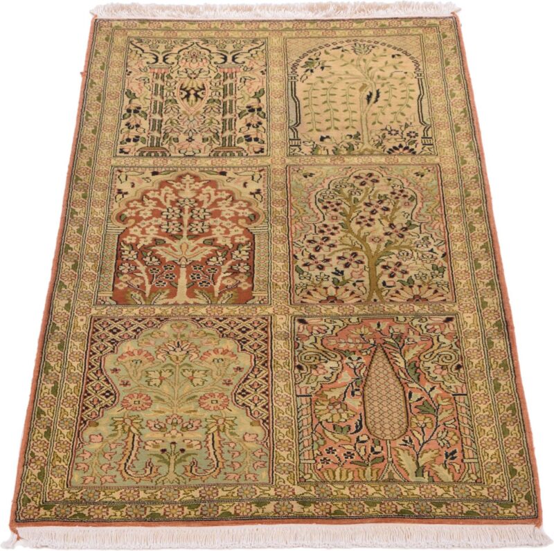 Indien Orientteppich 49 × 120 cm, Seide, handgeknüpft