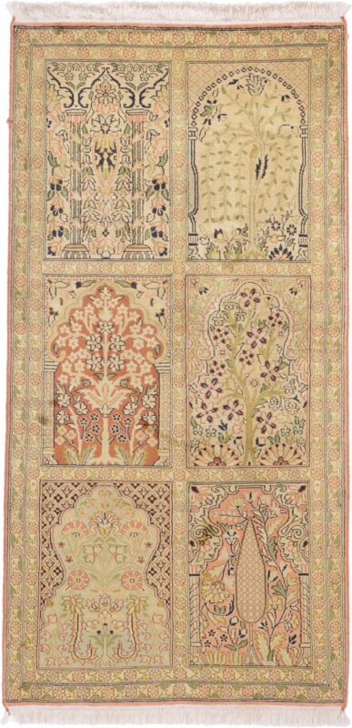 Indien Orientteppich 49 × 120 cm, Seide, handgeknüpft