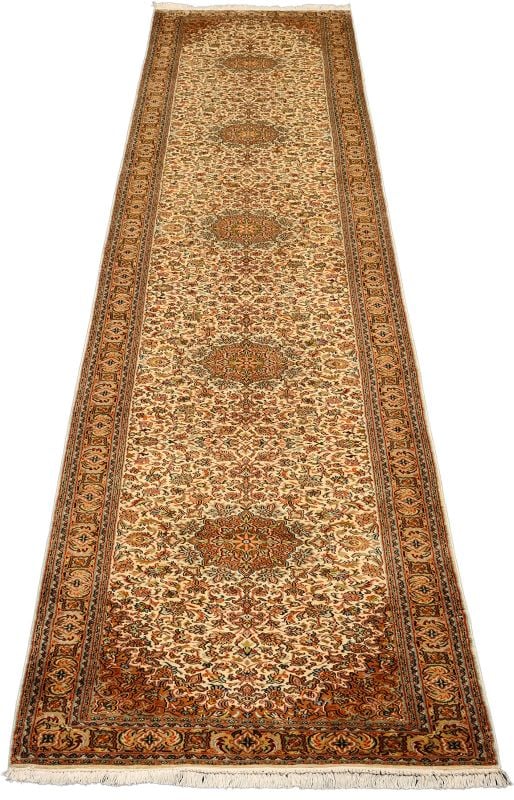 Indien Orientteppich 80 × 469 cm, Seide, handgeknüpft