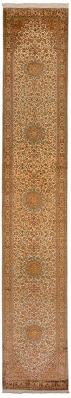 Indien Orientteppich 80 × 469 cm, Seide, handgeknüpft