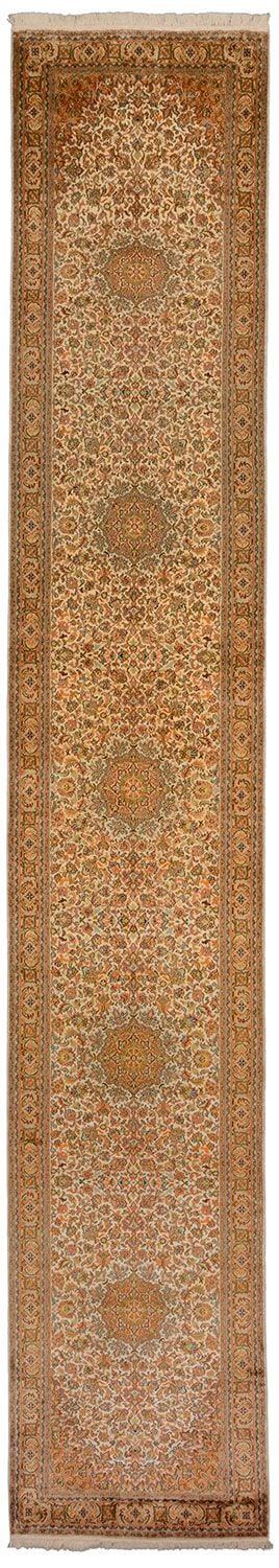 Indien Orientteppich 80 × 469 cm, Seide, handgeknüpft