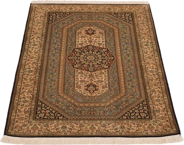 Indien Orientteppich 95 × 155 cm, Seide, handgeknüpft