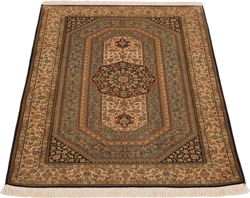 Indien Orientteppich 95 × 155 cm, Seide, handgeknüpft