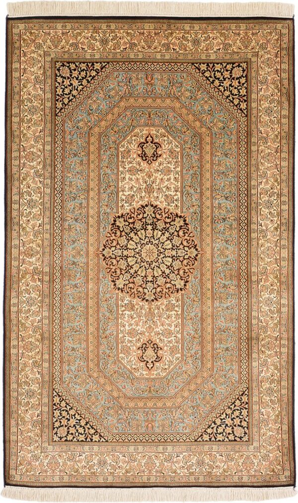 Indien Orientteppich 95 × 155 cm, Seide, handgeknüpft