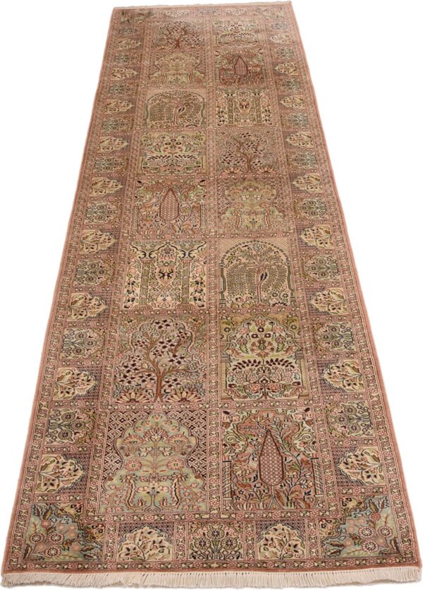 Indien Orientteppich 98 × 365 cm, Seide, handgeknüpft exklusiv