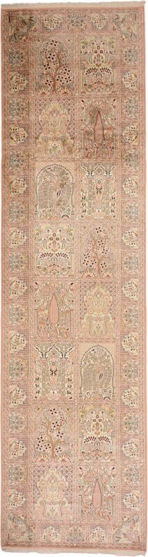 Indien Orientteppich 98 × 365 cm, Seide, handgeknüpft exklusiv