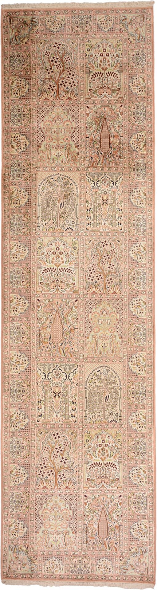 Indien Orientteppich 98 × 365 cm, Seide, handgeknüpft exklusiv