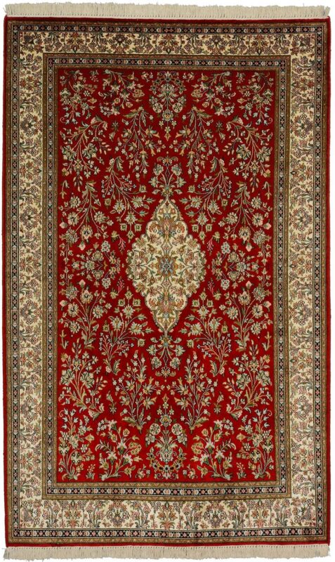 Kaschmir Orientteppich 125 × 201 cm, Seide, handgeknüpft