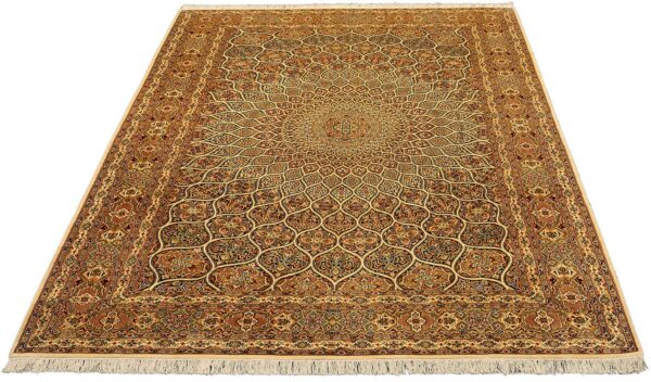 Kaschmir Orientteppich 129 × 279 cm, Seide, handgeknüpft