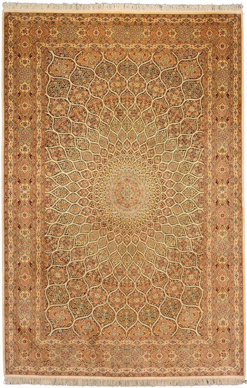 Kaschmir Orientteppich 129 × 279 cm, Seide, handgeknüpft