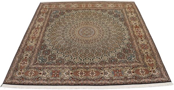 Kaschmir Orientteppich 187 × 183 cm, Seide, handgeknüpft