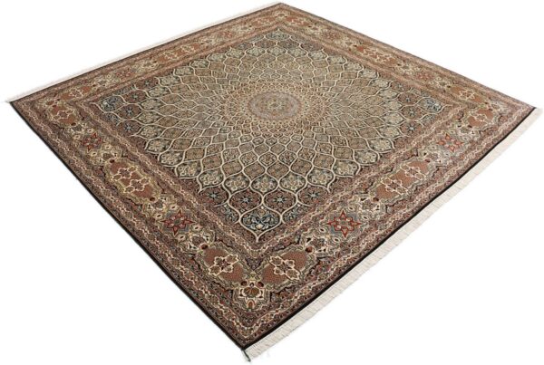 Kaschmir Orientteppich 187 × 183 cm, Seide, handgeknüpft