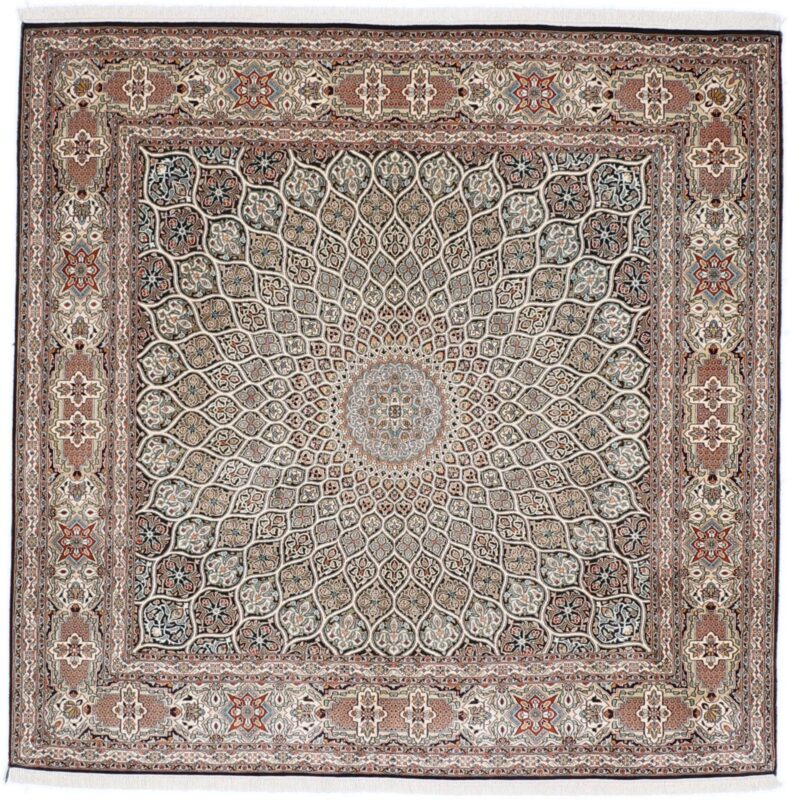 Kaschmir Orientteppich 187 × 183 cm, Seide, handgeknüpft