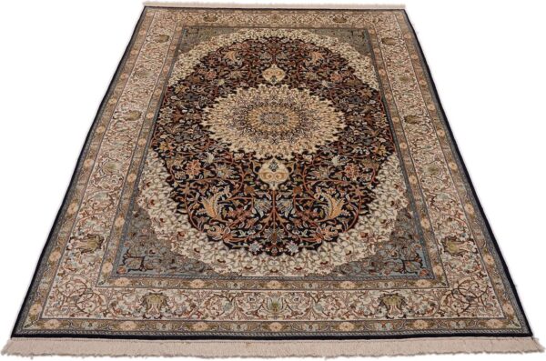 Kaschmir Orientteppich 187 × 282 cm, Seide, handgeknüpft