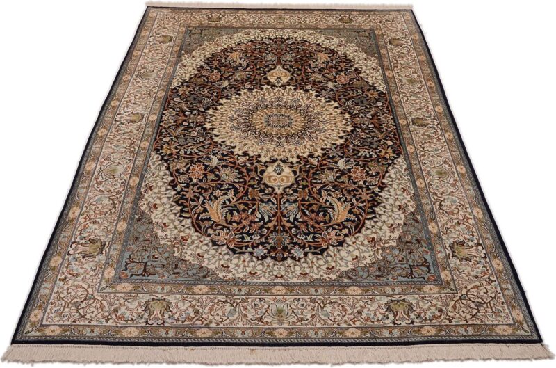Kaschmir Orientteppich 187 × 282 cm, Seide, handgeknüpft