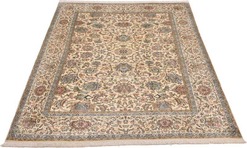 Kaschmir Orientteppich 193 × 276 cm, Seide, handgeknüpft