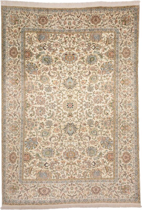 Kaschmir Orientteppich 193 × 276 cm, Seide, handgeknüpft