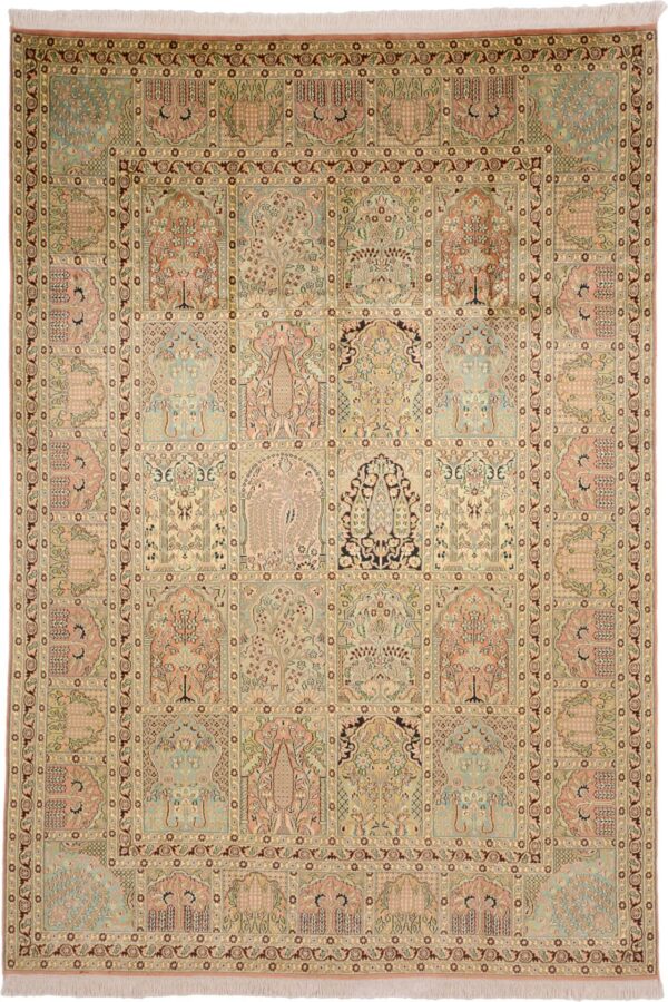 Kaschmir Orientteppich 198 × 287 cm, Seide, handgeknüpft