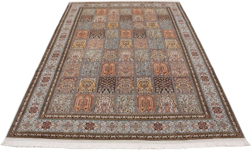 Kaschmir Orientteppich 208 × 297 cm, Seide, handgeknüpft