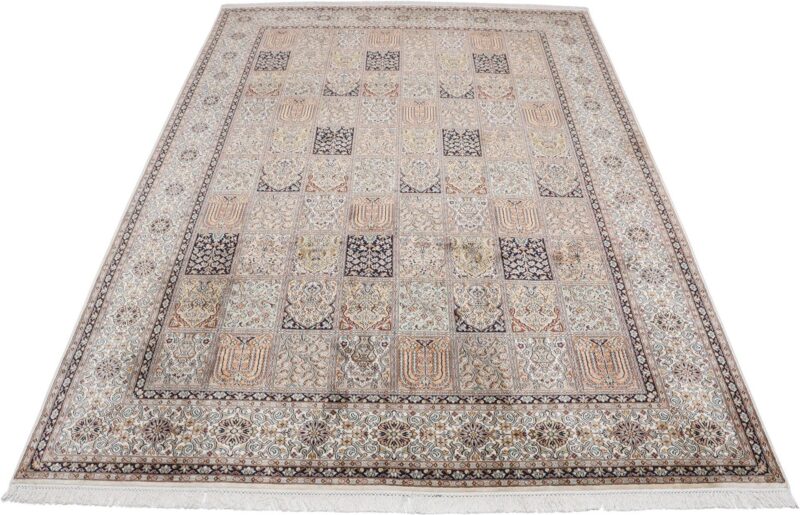 Kaschmir Orientteppich 208 × 307 cm, Seide, handgeknüpft fein