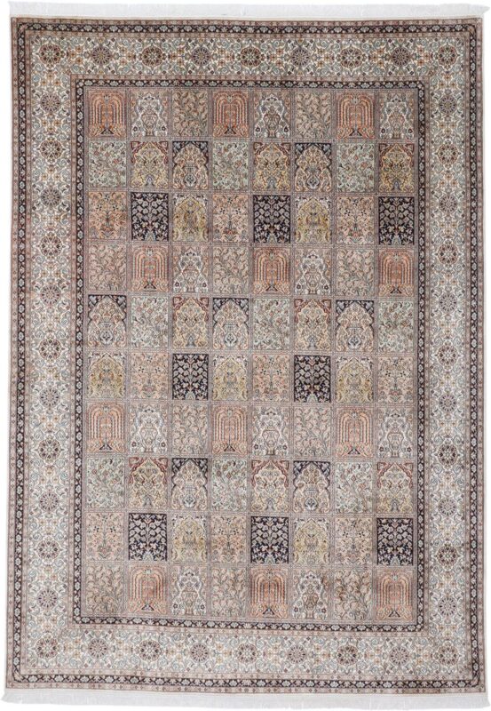 Kaschmir Orientteppich 208 × 307 cm, Seide, handgeknüpft fein