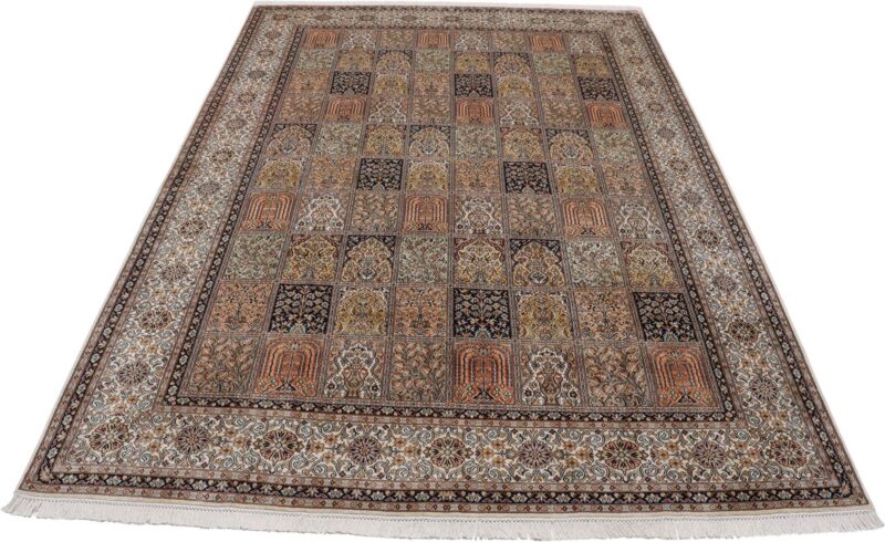 Kaschmir Orientteppich 208 × 307 cm, Seide, handgeknüpft fein