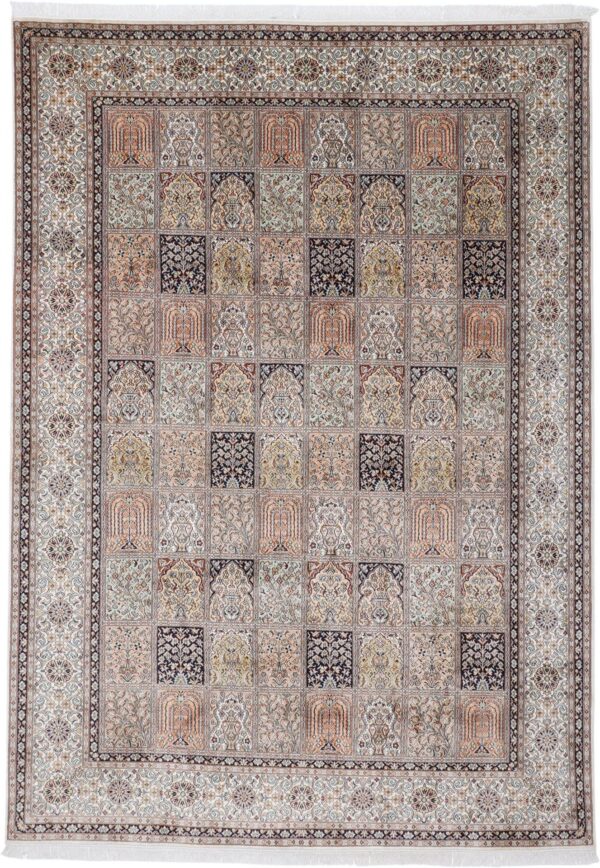 Kaschmir Orientteppich 208 × 307 cm, Seide, handgeknüpft fein