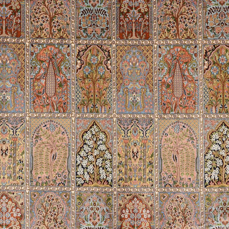 Kaschmir Orientteppich 216 × 313 cm, Seide, handgeknüpft