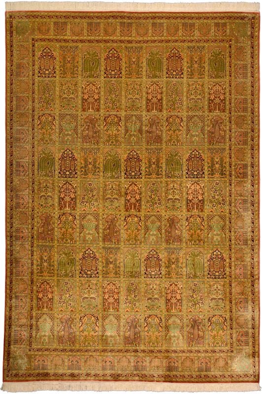 Kaschmir Orientteppich 217 × 307 cm, Seide, handgeknüpft