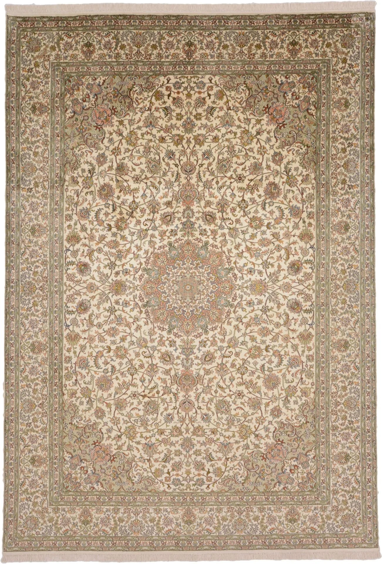 Kaschmir Orientteppich 217 × 313 cm, Seide, handgeknüpft Glanz