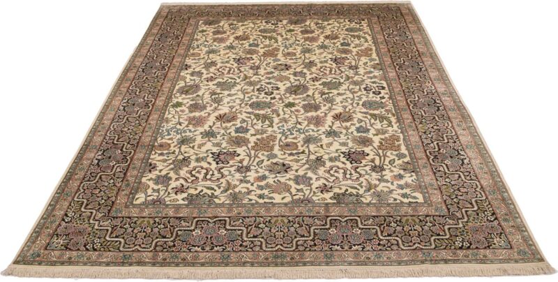 Kaschmir Orientteppich 228 × 330 cm, Seide, handgeknüpft