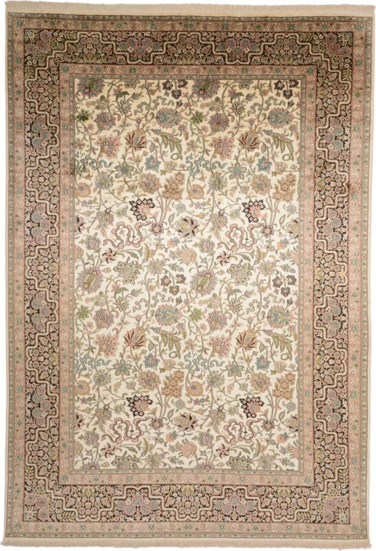 Kaschmir Orientteppich 228 × 330 cm, Seide, handgeknüpft