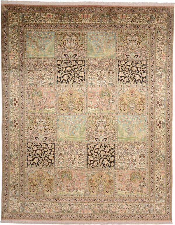 Kaschmir Orientteppich 243 × 307 cm, Seide, handgeknüpft