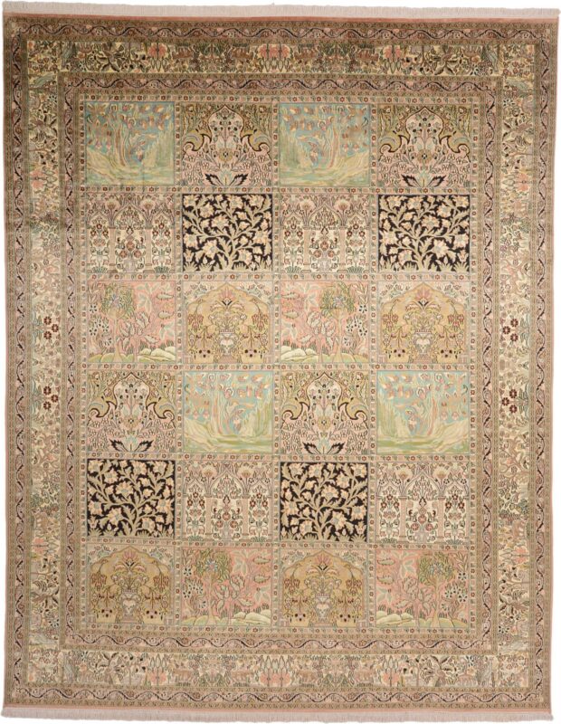 Kaschmir Orientteppich 243 × 307 cm, Seide, handgeknüpft