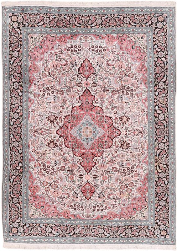 Kaschmir Orientteppich 245 × 335 cm, Seide, handgeknüpft Luxus