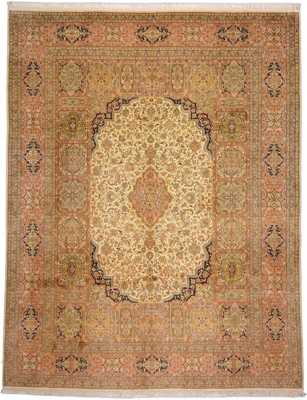 Kaschmir Orientteppich 246 × 315 cm, Seide, handgeknüpft